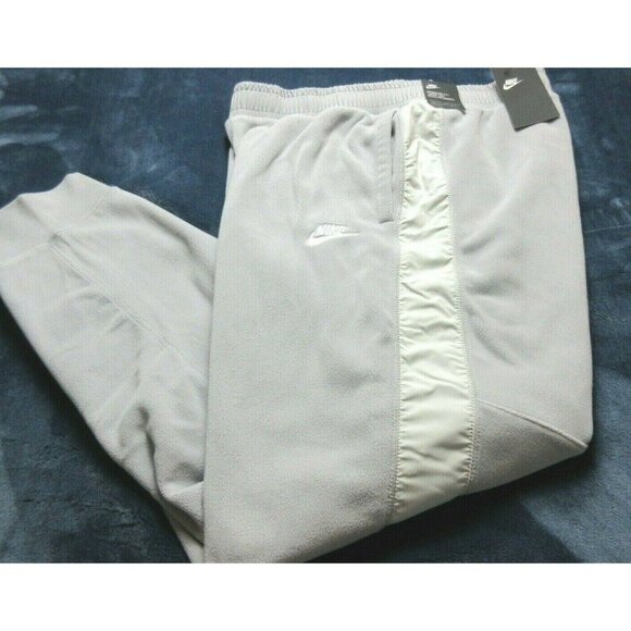 Nike Men's NSW Fleece Winter Jogger Pants Grey Silver Tapered Leg Standard Fit - Picture 1 of 6